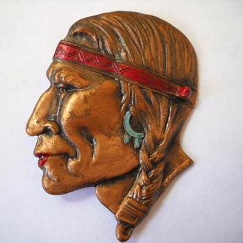 Old Copper ? Native American Brave Brooch