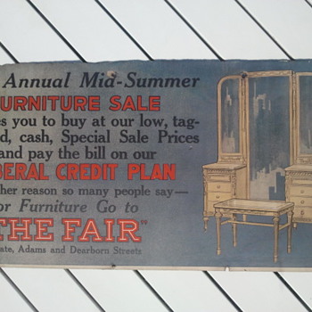 Pre 1920's Furniture Store Cardboard Trolley Car Advertisement Sign - Advertising