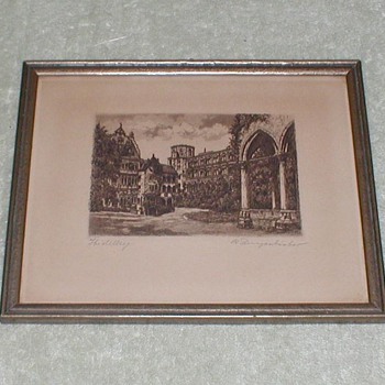 German ink drawing - Heidelberg - Posters and Prints