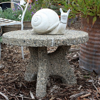 Two 1950s Composite Tables and a Very Large Composite Planter