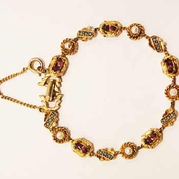 Vintage Amethyst, Turquoise and Pearl Bracelet