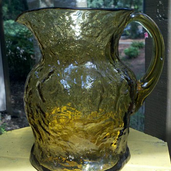 Morgantown "Crinkle" Glass Topaz Pitcher! - Glassware