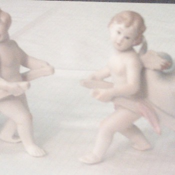 Vintage porcelain Cherub Vases - Art Pottery