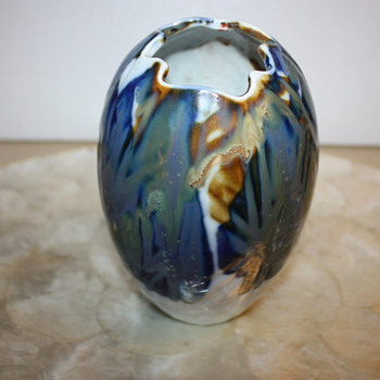 Hand Painted Vase with Strange Maker's Mark - Art Pottery