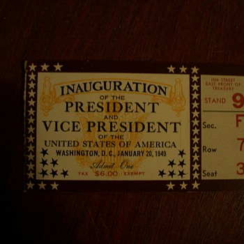 harry s truman inagural tickets - Paper