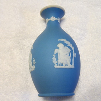 1886 - Wedgwood Blue Jasper Dip Bud Vase 'Poor Maria'