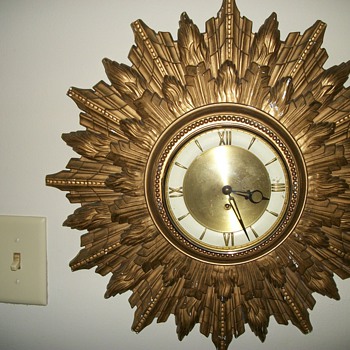 Mid Century Sunburst Clock - Clocks
