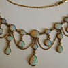Antique Victorian Crystal Opal Festoon Necklace 9ct England