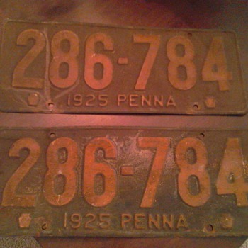 1925 Pennsylvania license plates