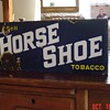 Early 1900's Horse Shoe Tobacco Double Sided Porcelain Flange Sign