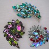 3 UNSIGNED BEAUTIES RHINESTONE BROOCHES