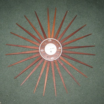 MCM Starburst Wall Clock with wood rays