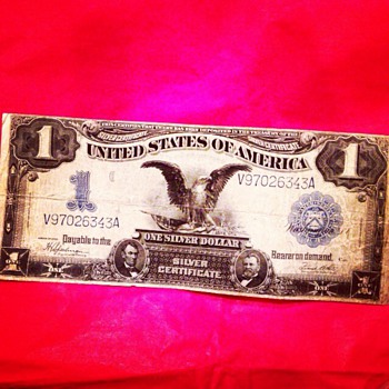 114 Years Old...1899 One Dollar Black Eagle Silver Certificate With Portraits Of Lincoln And Grant - US Paper Money
