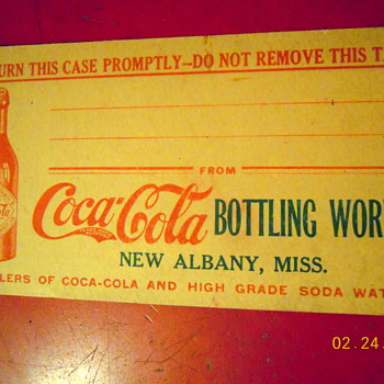 c. 1910 Bottle Shipping Case Address Tag