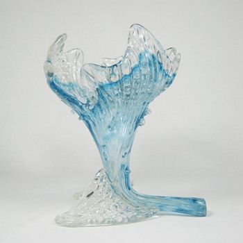 Rare Kralik Blue Art Glass Acanthus Floriform Vase ca. 1900 - Art Glass