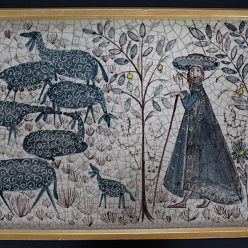 Very old tile painting? European possibly Middle Eastern - Art Pottery