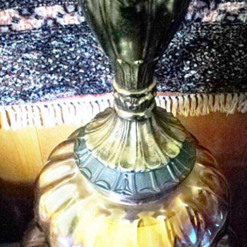 EF & EF Industries Amber Irridescent (Carnival?) glass lamp - Lamps