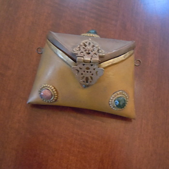 Small Brass and copper bag with stones...HELP????