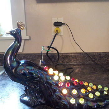 lighted holland mold peacock  - Art Pottery