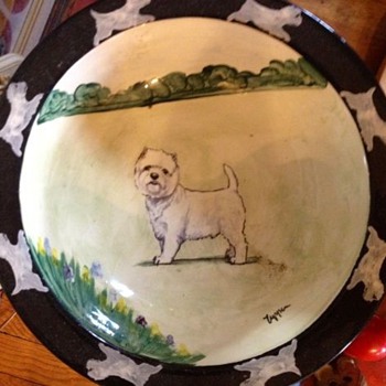 Adorable Ceramic Bowl with West Highland Terrier Motif - Art Pottery