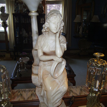 Art Deco Carved Alabaster Figural Lamp