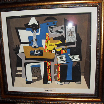 ABSTRACT PICASSO OF FIGURES PLAYING MUSIC LITHOGRAPH