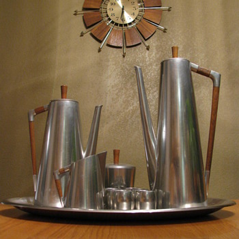 Mid Century Modern Royal Holland Pewter Coffee/Tea Set