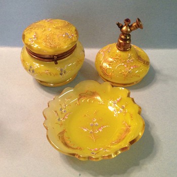 Bohemian, Moser style dresser set - Art Glass