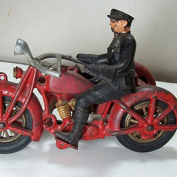 Cast Iron Hubley Motorcycle and Sidecar - Toys