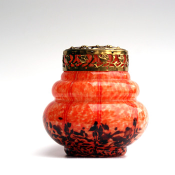Welz Stripes and Spots vase with Frog - Art Glass
