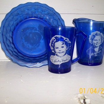 Shirley Temple Cobalt blue depression glassware - Glassware