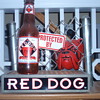 Red Dog beer sign.  Real chain-link fence.  Never saw this before