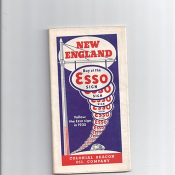 ESSO 1935 NEW ENGLAND MAP-NORTH CENTRAL STATES TRIPLE AAA MAP