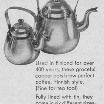 1950 Finnish Tea/Coffee Pots Advertisement