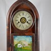 Hand Painted Glass Wooden Antique Mantel Clock Maker Unknown