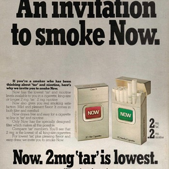 1976 - NOW brand Cigarettes Advertisement