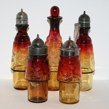 RARE Amberina Castor Set - Art Glass