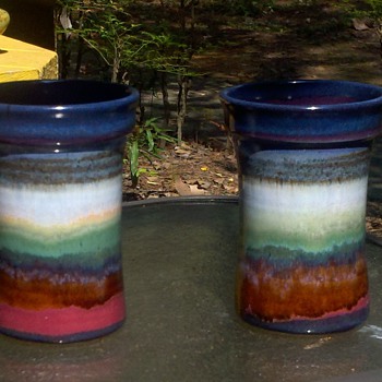 Susan DeMay multi-color galzed cups! - Art Pottery