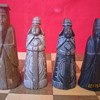 1940's Original Antique Hand Carved Painted Complete Korea Stone Chess Set
