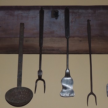 Collection of American Wrought Iron Hearth Tools & Kitchen Implements - 18th & 19th Century