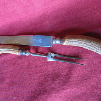 Antique Stag Horn Carving Set - Kitchen