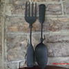 Large cast aluminum vintage spoon and fork wall hangers.