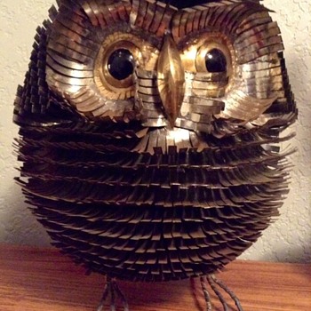 Circa 1970s metal brutalist owl sculpture - Animals
