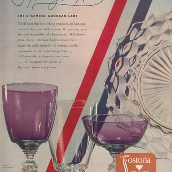 1950 Fostoria Glass Advertisement