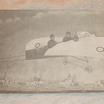 WW1 soldiers RPPC in prop plane