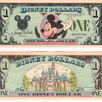5- $1.00 Disney Dollars - US Paper Money