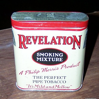 REVELATION TOBACCO TIN PHILIP MORRIS 2 1/8 OUNCE TIN  - Tobacciana