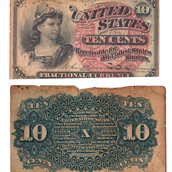 10 cent fractional 10 cent bill 1863 - US Paper Money