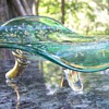 Bohemian JIP Green Dish with Enameled Design