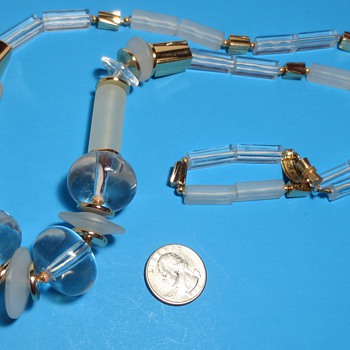 Large Clear & Frosted Lucite Necklace Italy